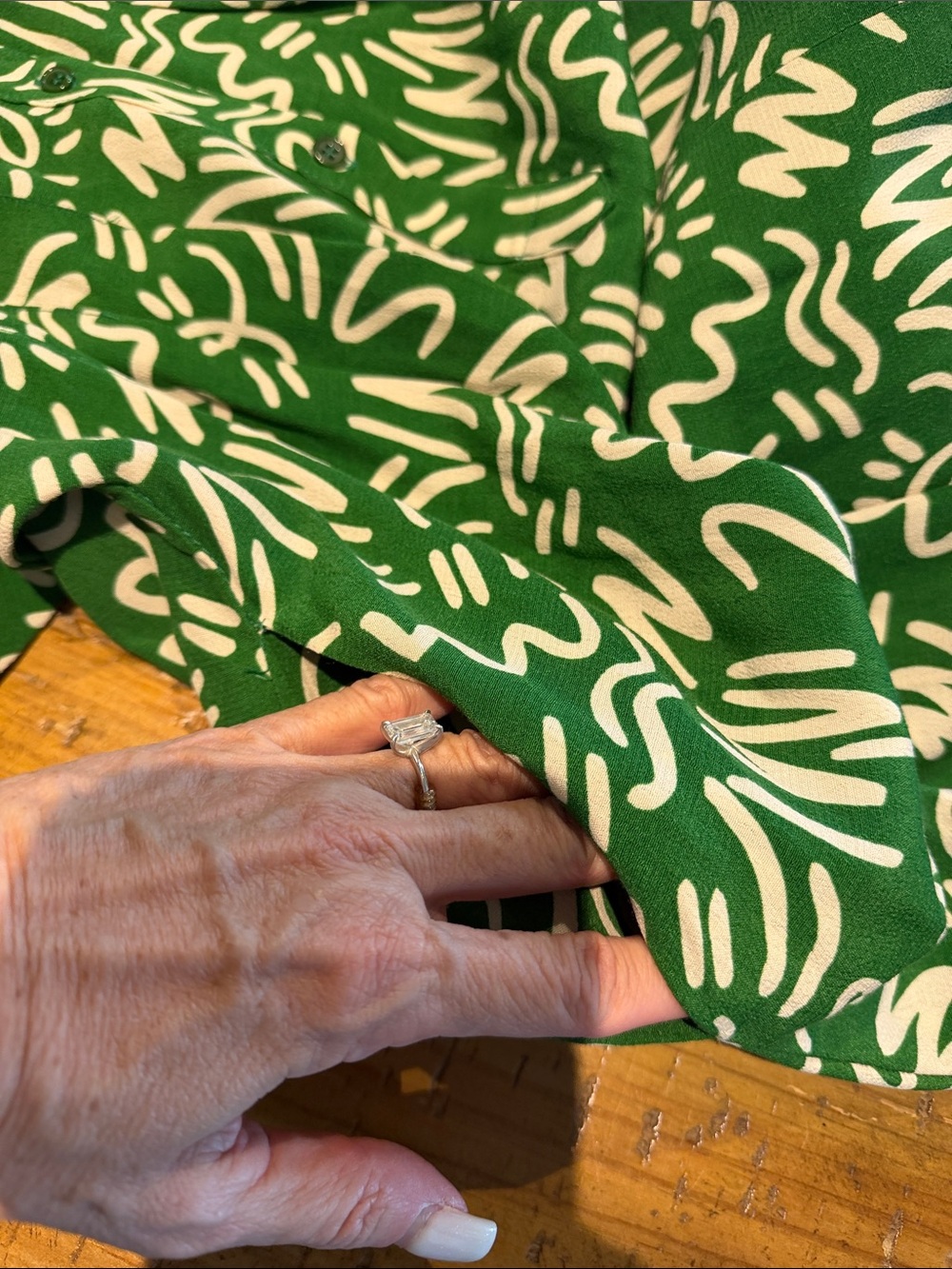 Zara Elora Green and White Printed Midi Dress NWOT - Picture 3 of 5